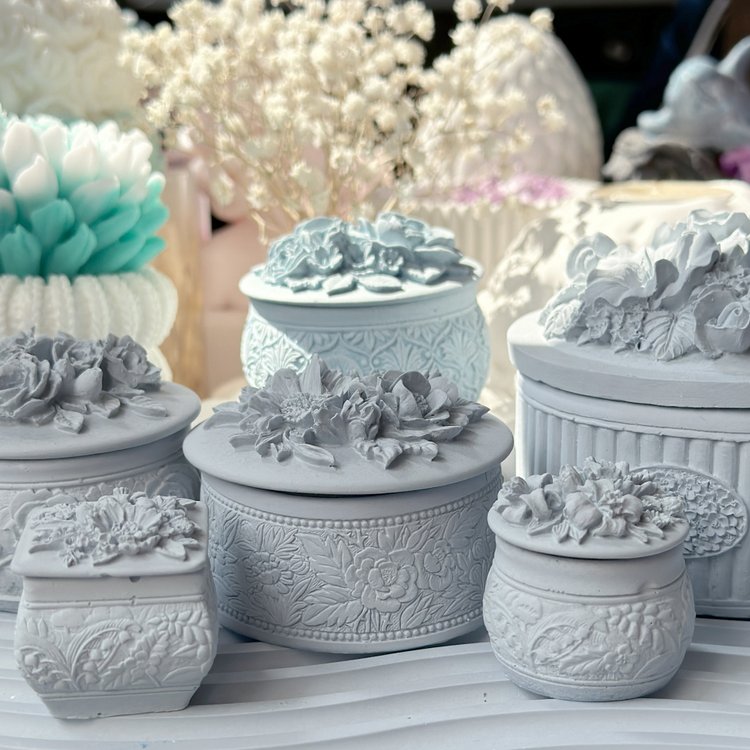 Силиконовый молд - Контейнер/банка для свечей с крышкой №7, 4x4 см, 1 шт. — картинка 4