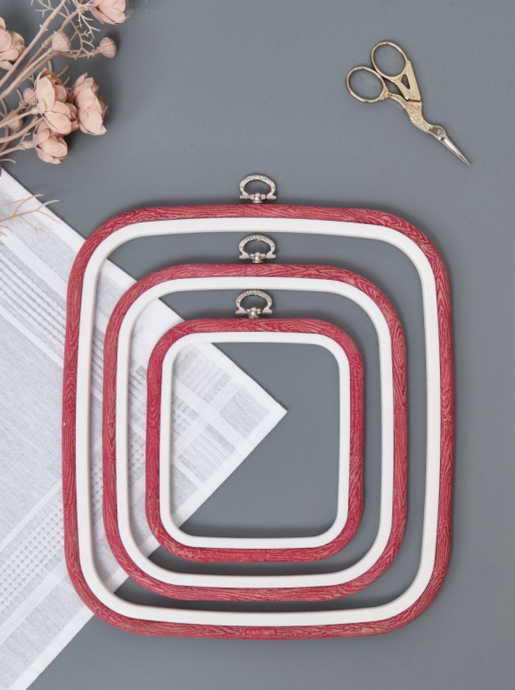 Пяльцы-рамка каучуковые 23х25 см, высота 10 мм, цвет: красный, Nurge — картинка 3