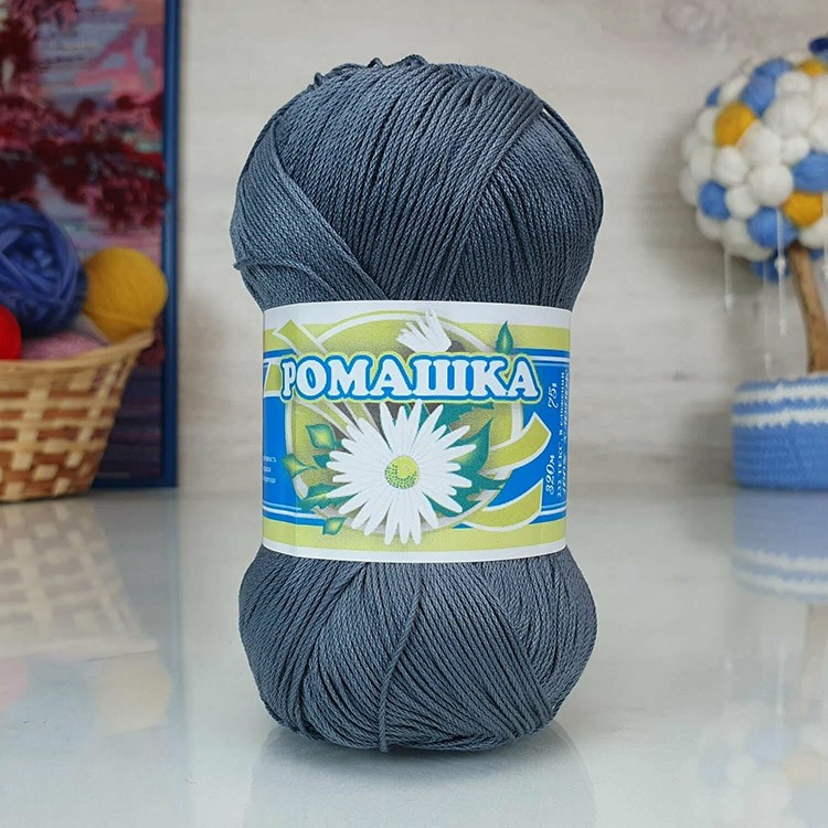 Пряжа ПНК им.Кирова Ромашка (7206), мышиный, 5 шт. по 75 г — картинка 2