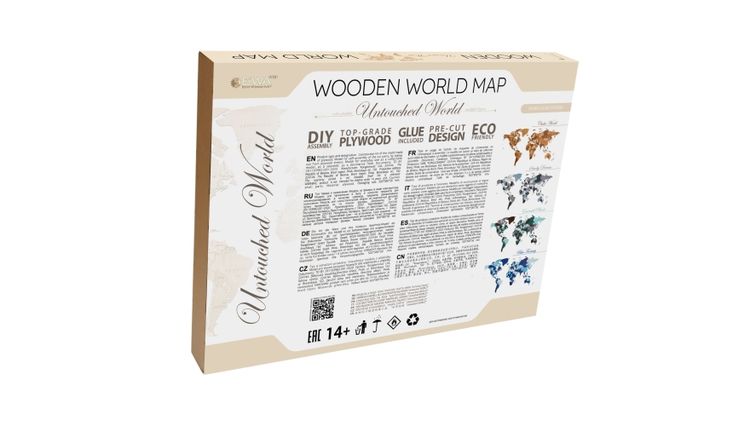 EWA Деревянная «Карта Мира» настенная, объемная 3 уровня, размер S (100x55 см), цвет: натуральный — картинка 5