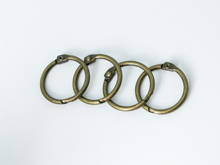 №1 Кольца для блокнотов цвет БРОНЗА количество 4 шт. (диаметр 25 мм) — картинка 5