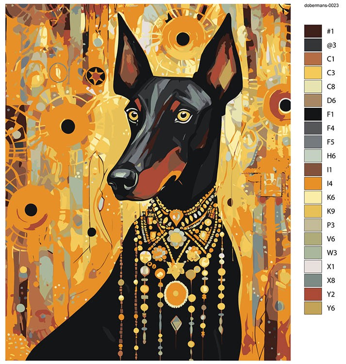 Картина по номерам «Собака доберман в стиле картин Густава Климта 2» — картинка 2