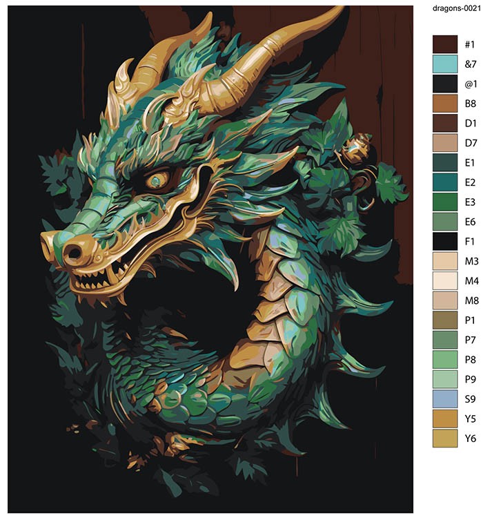 Картина по номерам «Зеленый деревянный дракон 2» — картинка 2
