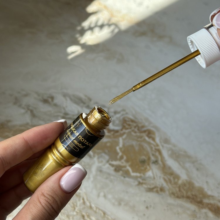 Жидкая поталь Liquid Metal Золото 2в1, 20 мл — картинка 4