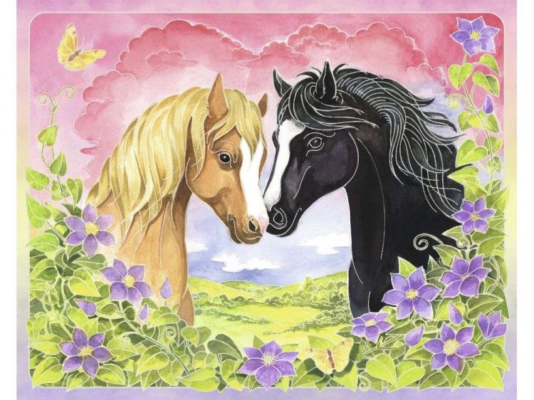Картина акварелью по контурам «Лошади» — картинка 4