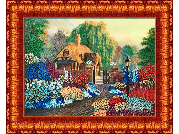Вышивка лентами «Цветы у дома» — картинка 2