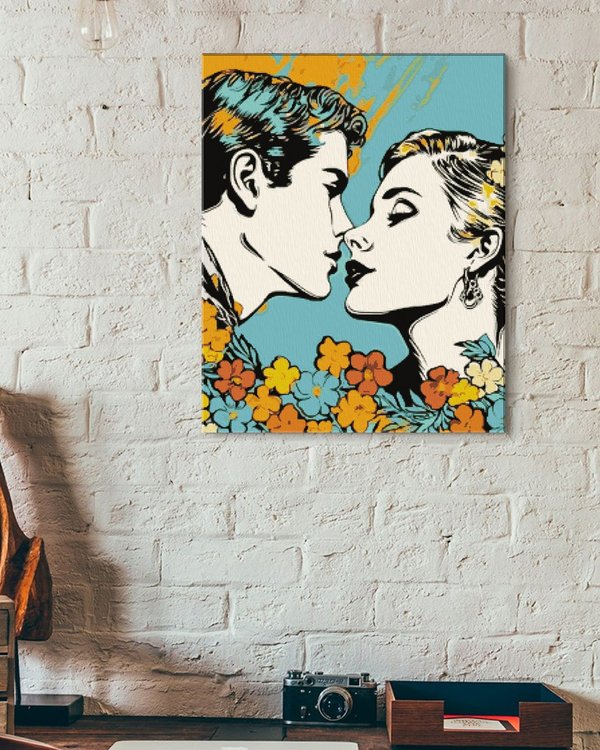 Картина по номерам «Постер поцелуй пары в цветах» — картинка 3