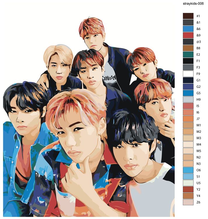Картина по номерам «Stray Kids Стрей Кидс: Группа 2» — картинка 3