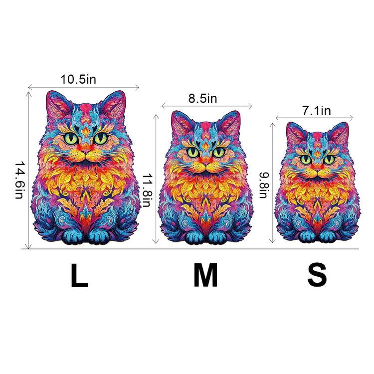 Деревянные пазлы «Радужный кот L», Woodbests — картинка 3