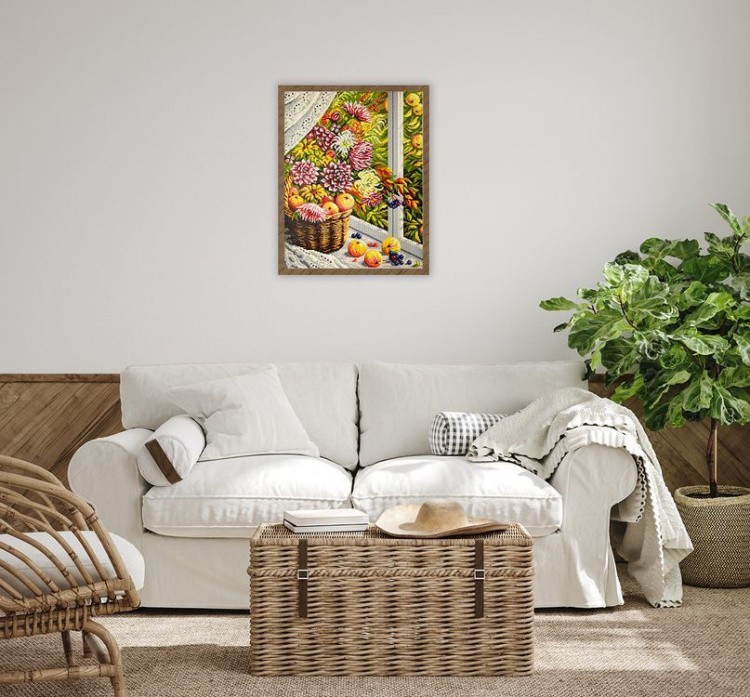 Алмазная вышивка «Астры и яблоки» — картинка 3