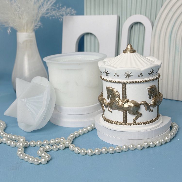 Силиконовый молд - Шкатулка карусель №11, d9,6x6,8см, 1 шт. — картинка 3