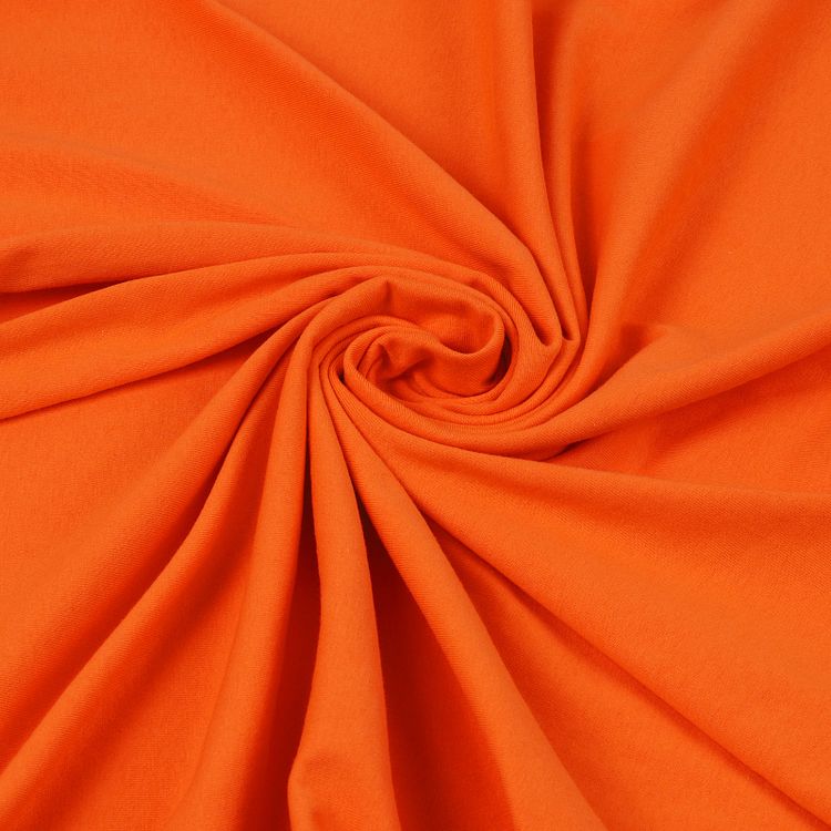 Ткань трикотаж Кулирка хлопок, 6 м, ширина 100+100 см, 145 г/м2, цвет: оранжевый, TBY