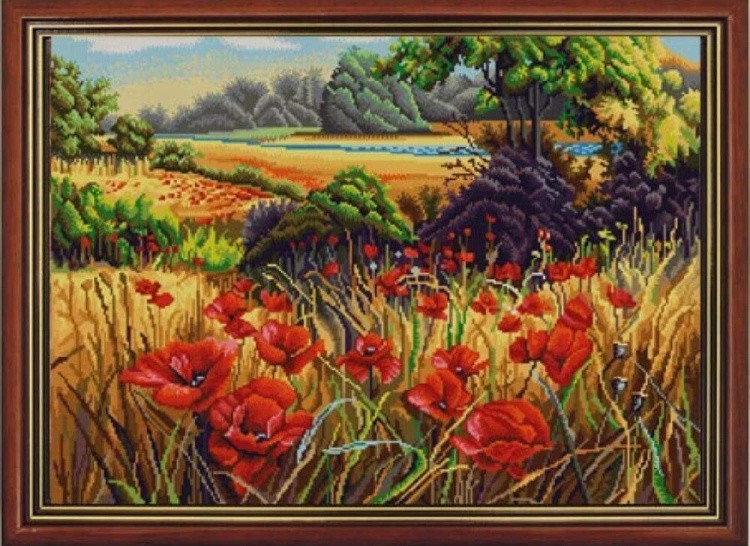 Рисунок на ткани «Поле маков» — картинка 2