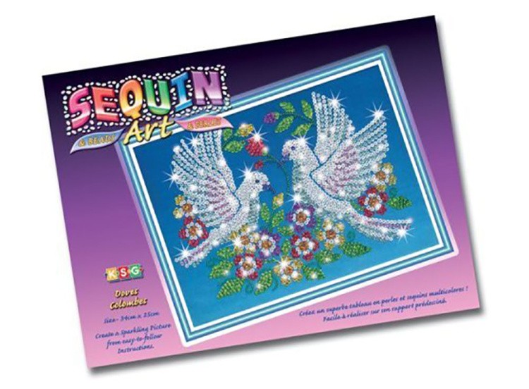 Мозаика из пайеток и бусин «Голуби» — картинка 2