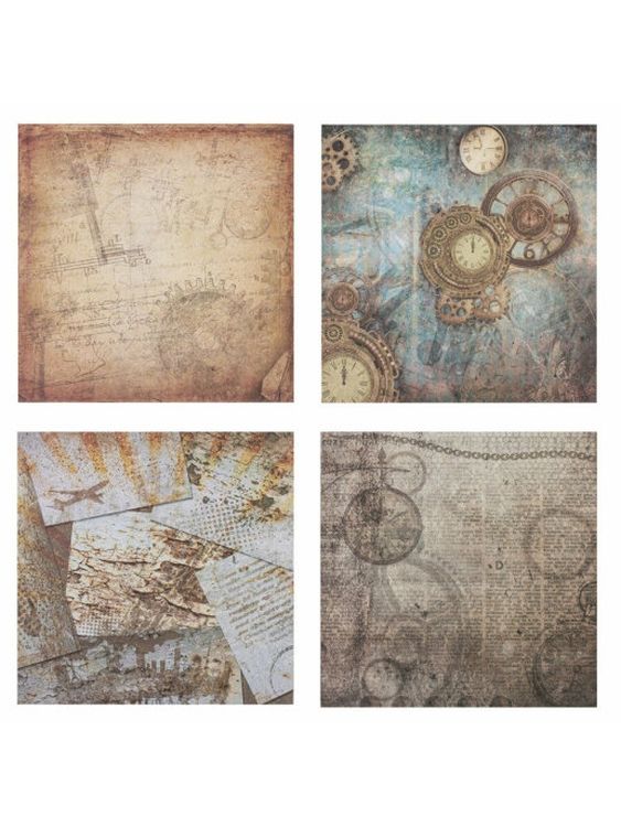 Бумага для скрапбукинга 30х30 см «Стимпанк», 12 дизайнов — картинка 4