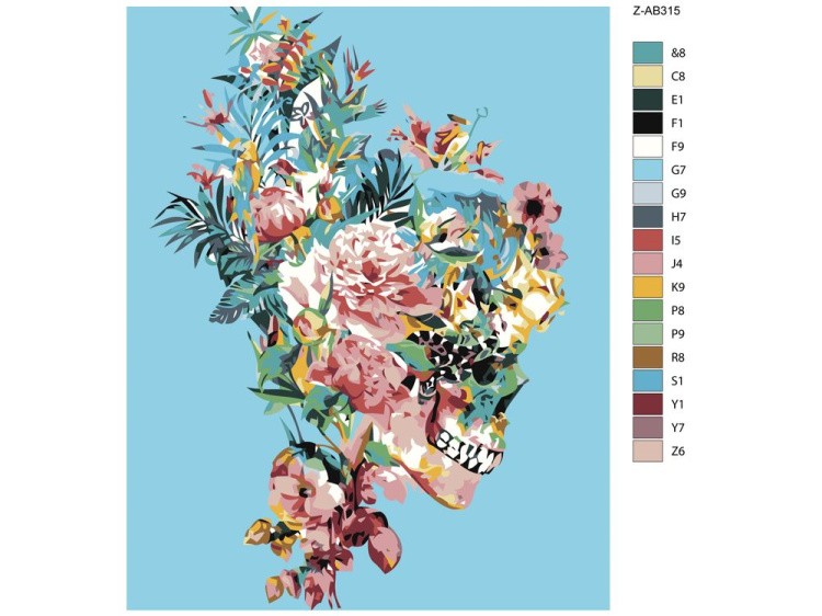 Картина по номерам «Цветочный череп» — картинка 2