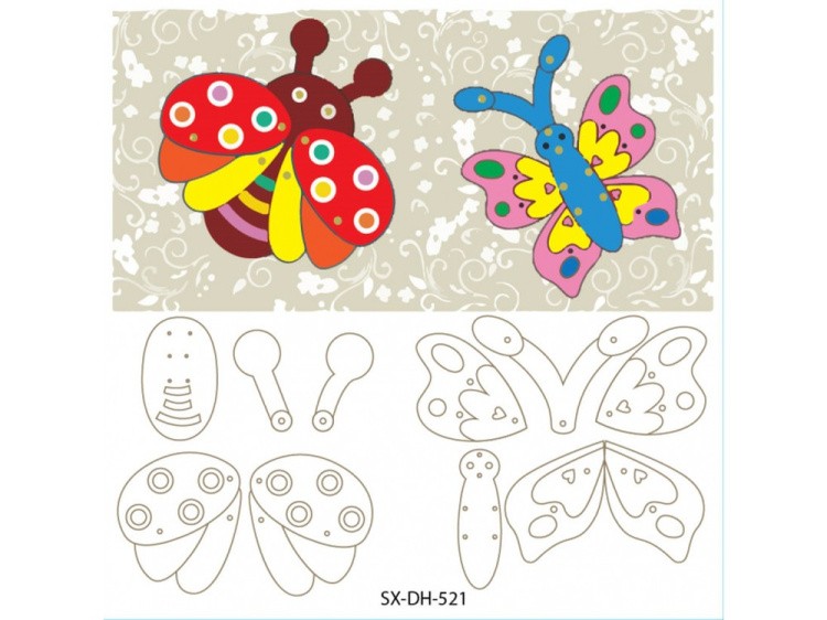 Мозаика «Божья коровка и бабочка» (фигурки из картона) — картинка 2