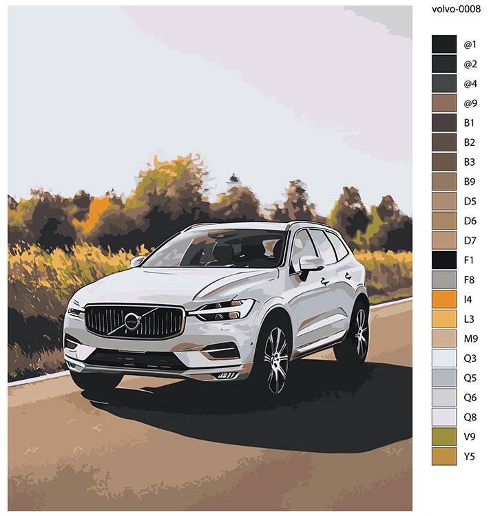 Картина по номерам «Машина Вольво на дороге, джип 40x50» — картинка 2