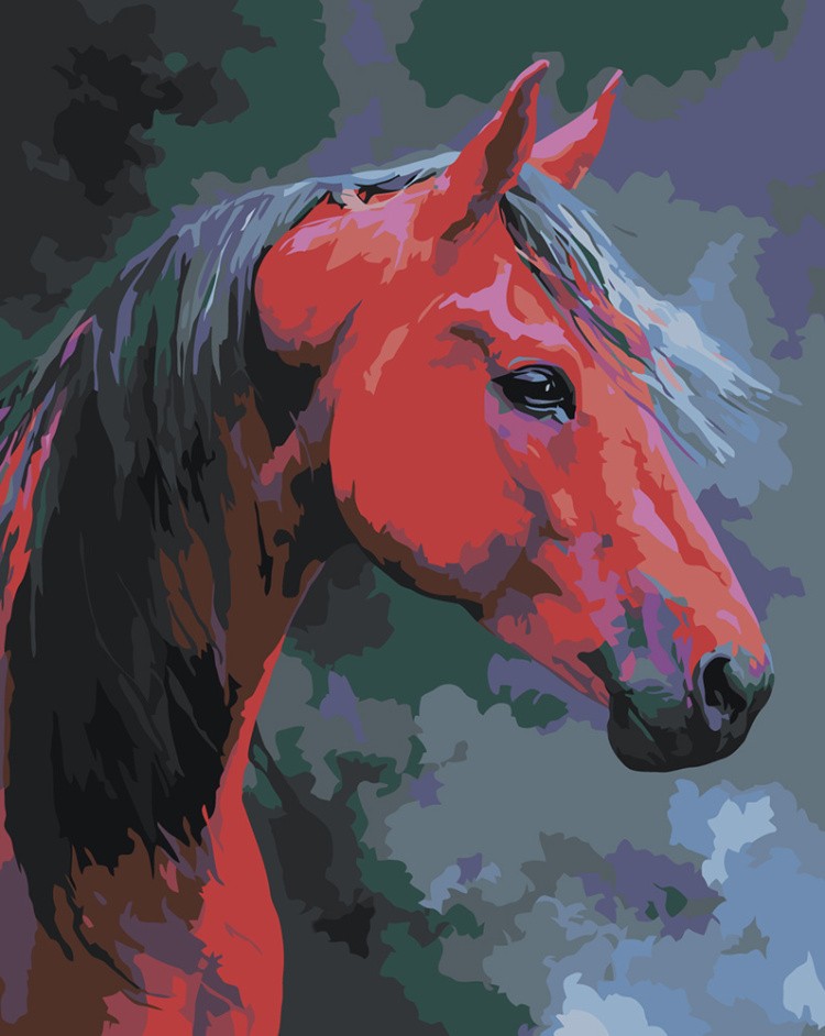 Картина по номерам Красная лошадь Символ нового года