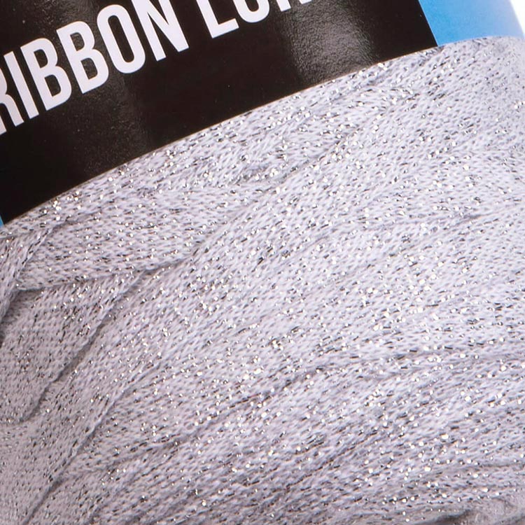 Пряжа YarnArt Ribbon Lurex (Риббон Люрекс) (720), белый-серый, 4 шт. по 250 г — картинка 2
