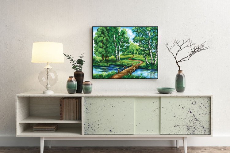 Алмазная вышивка «Березы у реки» — картинка 2