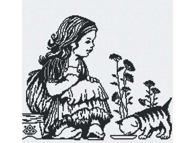 Набор для вышивания «Девочка с котенком»