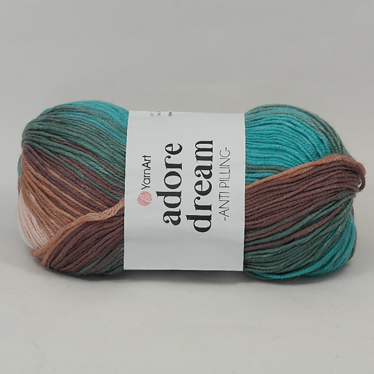 Пряжа YarnArt Adore Dream (1055), бирюзово-коричнево-розовый, 5 шт. по 100 г — картинка 2