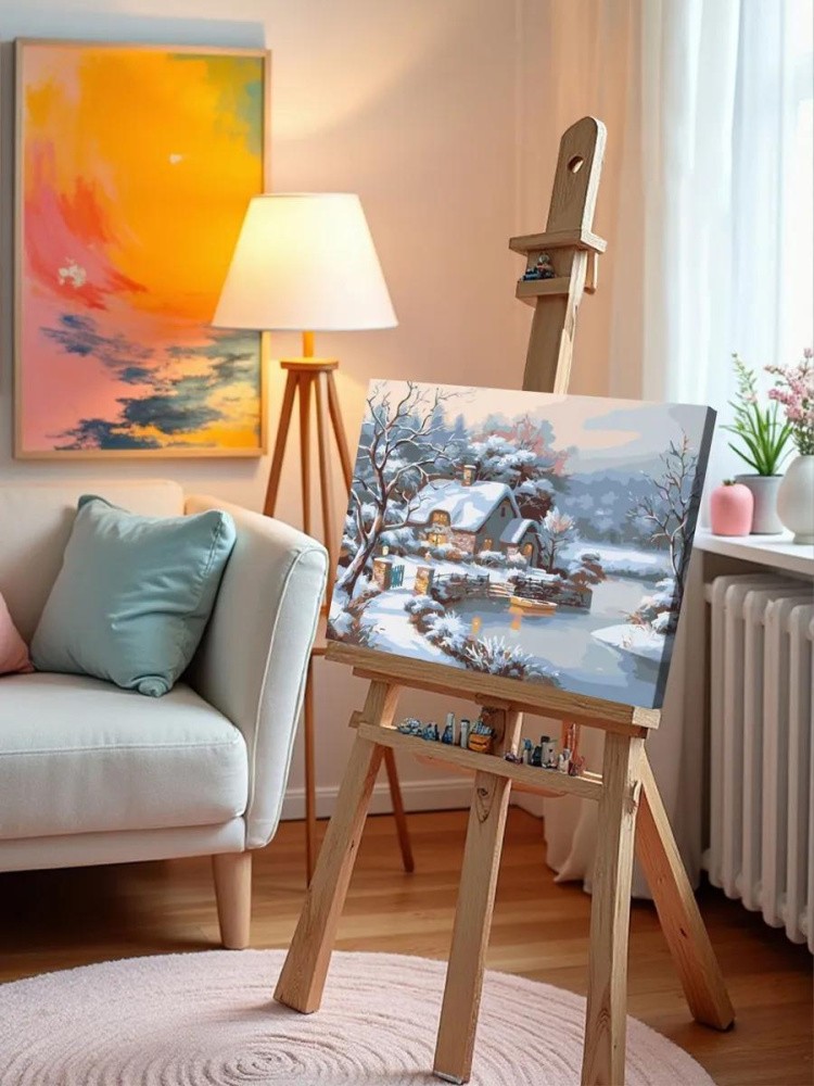 Картина по номерам «Домик в зимнем лесу» — картинка 10