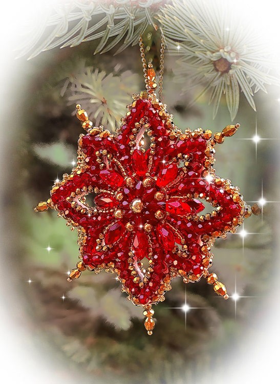 Набор для вышивания хрустальными бусинами «Рождественская звезда Кардинал»