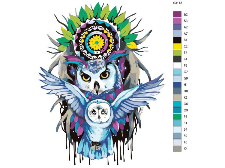 Картина по номерам «Сова-защитница» — картинка 2