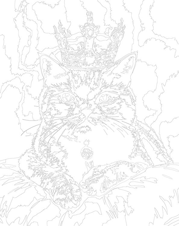 Картина по номерам «Кошки: серый британский кот с короной» — картинка 3