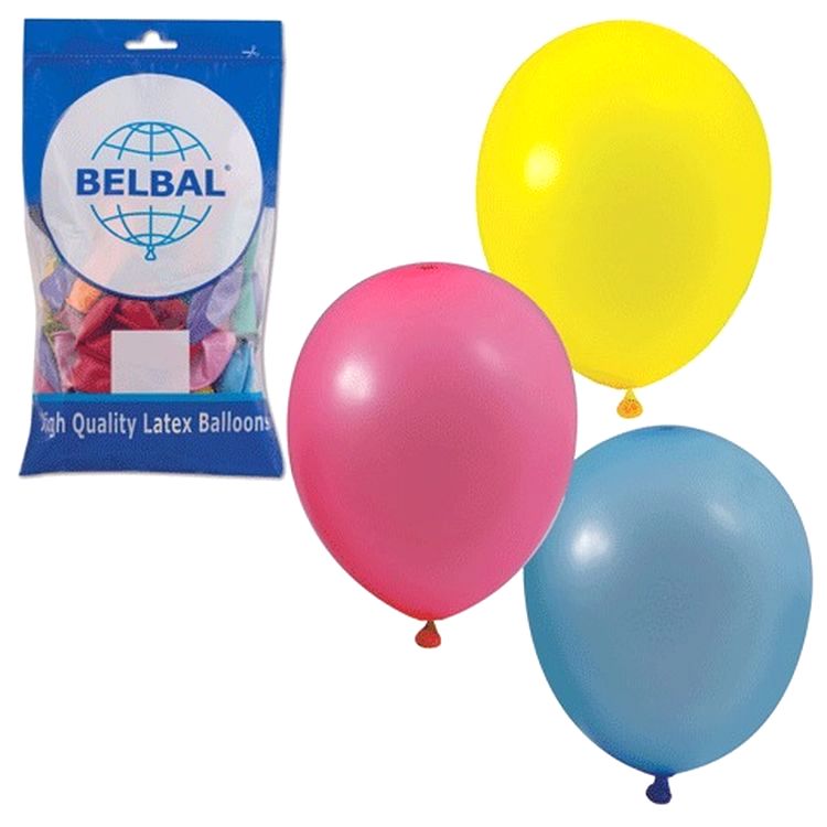 Шары воздушные 10" (25 см), комплект 50 шт., 14 цветов — картинка 2