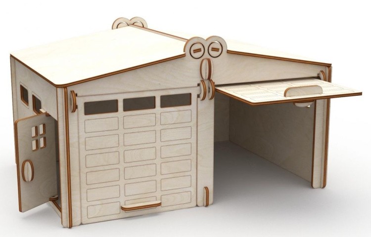 Конструктор из дерева «Гараж на две машины с дверями», ХэппиДом — картинка 4