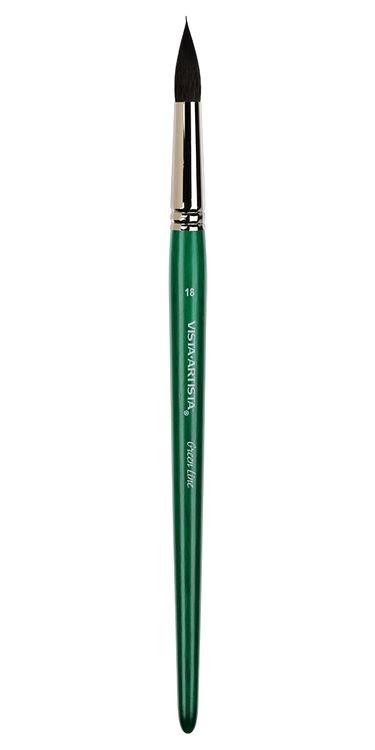 Кисть «Green Line» №18, имитация белки, круглая, короткая ручка, Vista-Artista — картинка 2