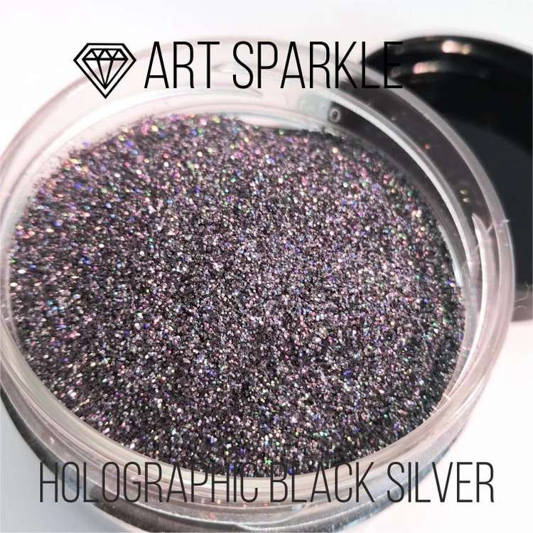 Глиттер мелкий Holografic Black Silver, 50 г, Craftsmen.store — картинка 2
