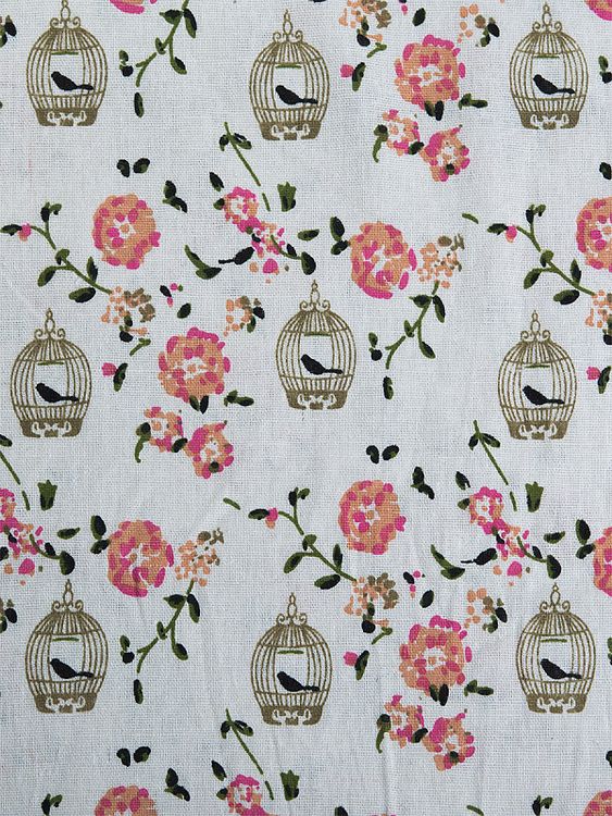 Ткань льняная, 1 м x 150 см, 140 г/м², цвет: белый, принт, TBY — картинка 2