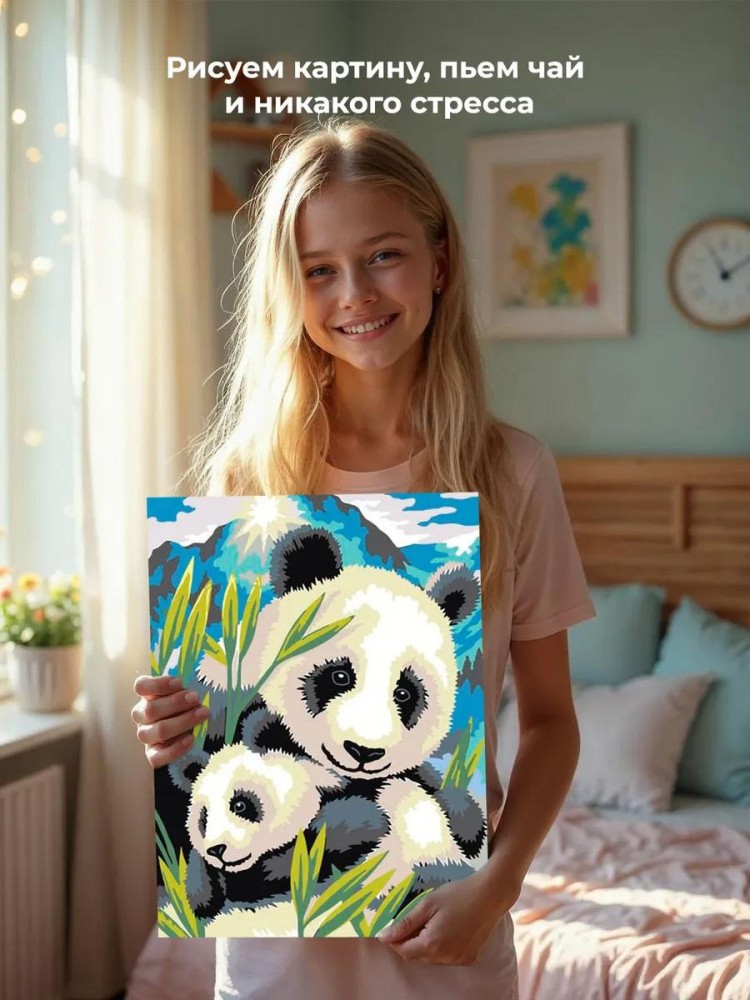 Картина по номерам «Семейство панд» — картинка 7