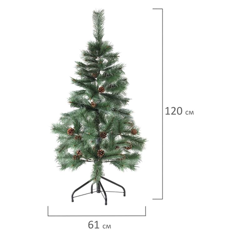 Ель новогодняя искусственная «Velvet Pinewood», 120 см, с инеем и шишками — картинка 6