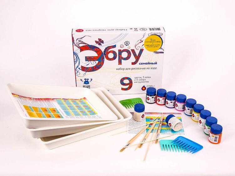 Набор для эбру «Семейный» 9 цветов, Эбру-Профи — картинка 2