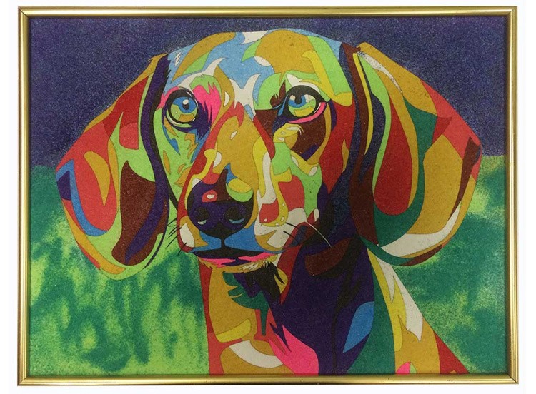 Картина цветным песком «Такса» — картинка 3