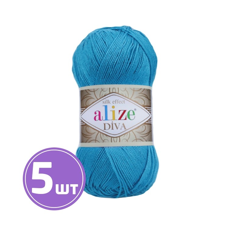 Пряжа ALIZE Diva Silk effekt (245), голубой Сочи, 5 шт. по 100 г