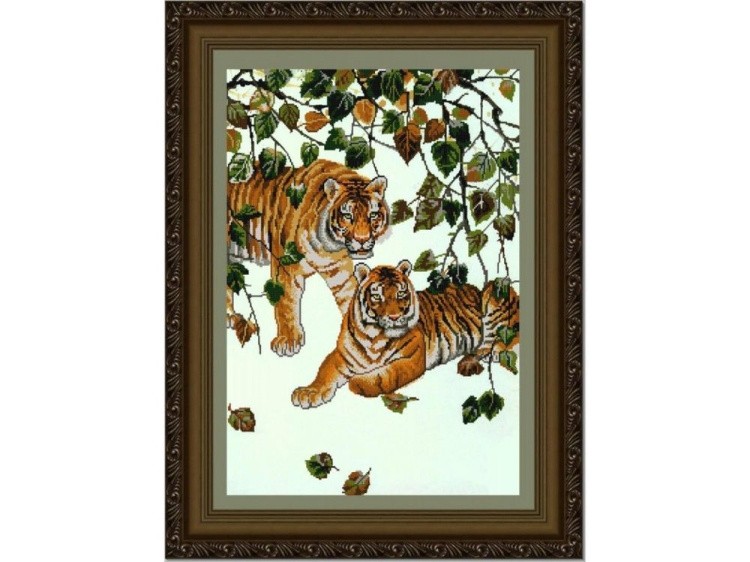 Рисунок на ткани «Пара тигров»