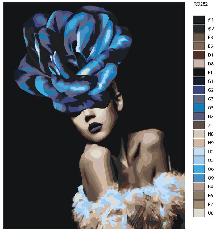 Картина по номерам «Девушка с синим цветком» — картинка 2