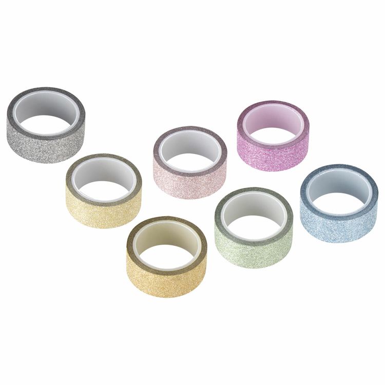 Клейкие ленты декоративные с блестками «Пастель», 7 цветов, 15 мм х 3 м — картинка 3