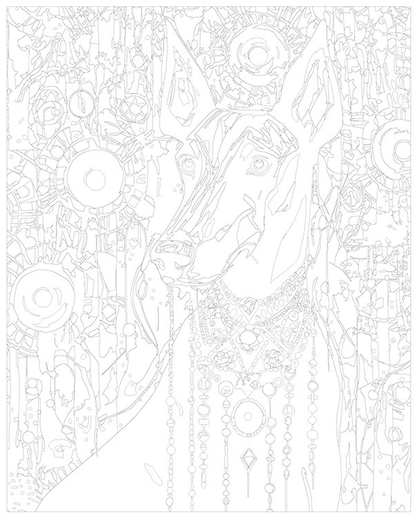 Картина по номерам «Собака доберман в стиле картин Густава Климта 2» — картинка 3