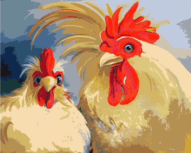 Картина по номерам «Кочет и курица»