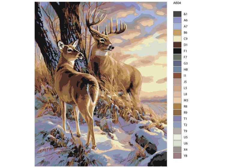 Картина по номерам «Пара оленей» — картинка 2