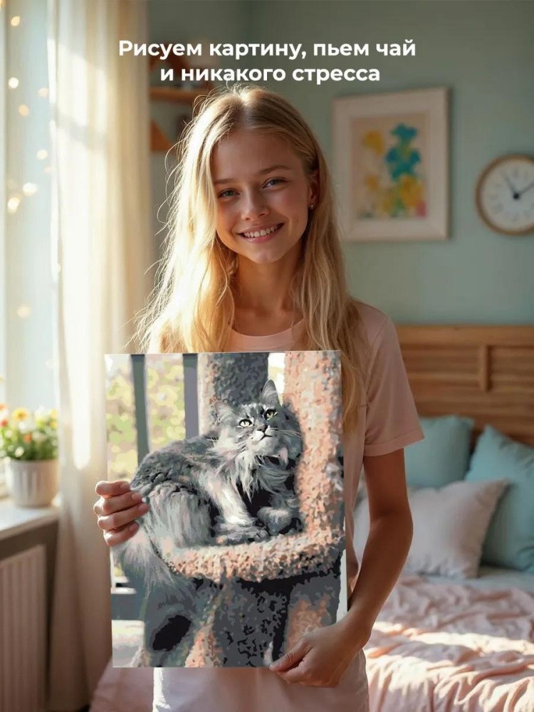 Картина по номерам «Пушистая кошка» — картинка 6