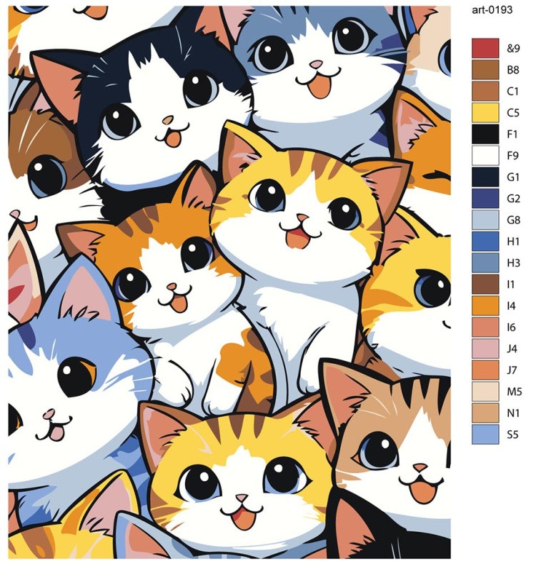 Картина по номерам «Коты и кошки: котята в стиле аниме» — картинка 2