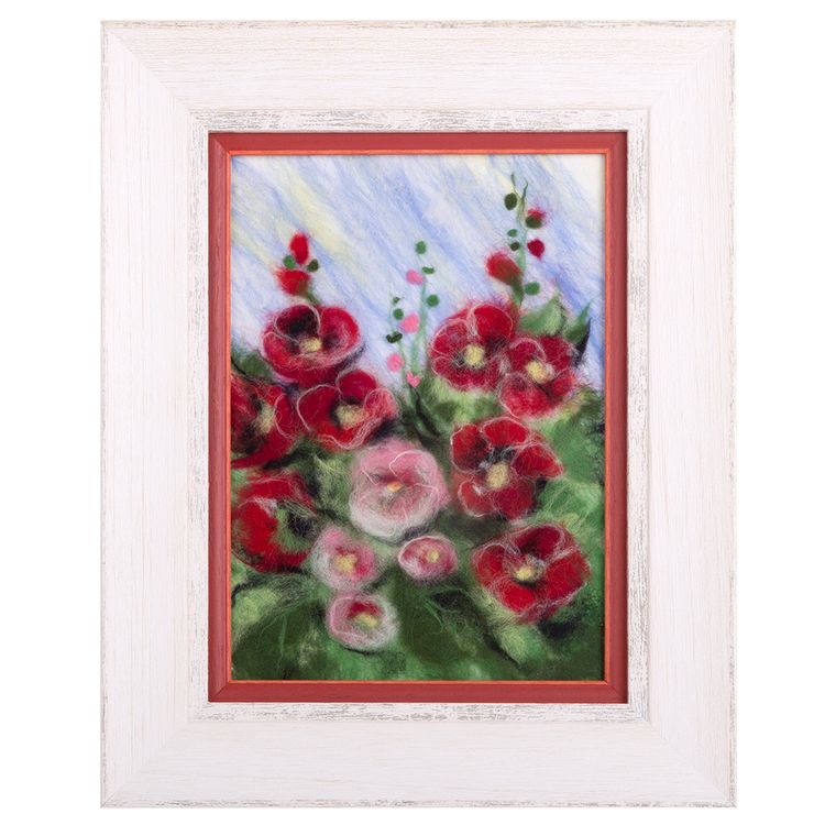 Картина шерстью «Яркие мальвы» — картинка 2